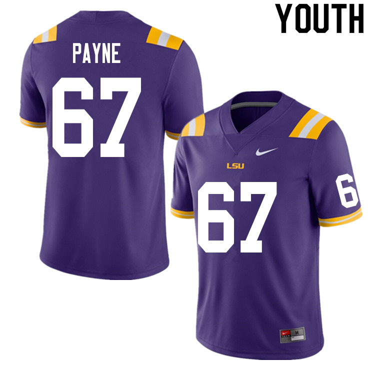 Youth #67 Spencer Payne LSU Tigers College Football Jerseys Sale-Purple